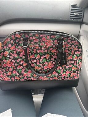 Coach Floral Dome Satchel - Pink, Green, Black